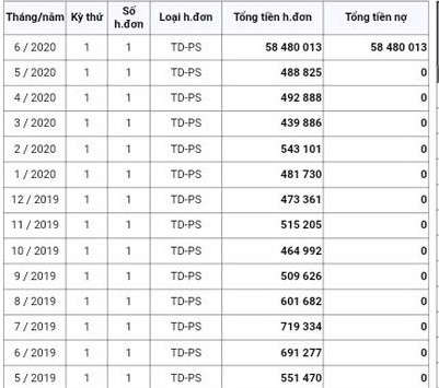 Thống kê tiền điện của khách hàng này trong 12 tháng qua. Ảnh: EVN CPC.