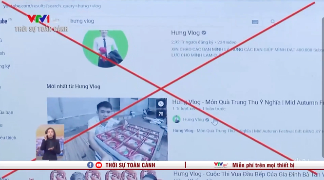 Kênh Hưng Vlog của con trai Bà Tân Vlog từng nhận án phạt 2 lần trong thời gian ngắn vì hành vi cung cấp, chia sẻ, thông tin không phù hợp với thuần phong, mỹ tục. (Ảnh: VTV)