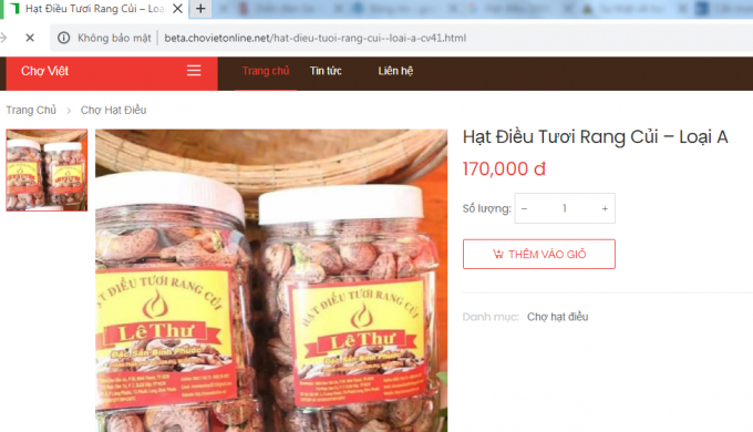 Để mua hạt điều tươi rang củi Lê Thư bạn có thể liên hệ với chovietonline.net