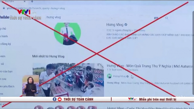 Kênh Hưng Vlog của con trai Bà Tân Vlog từng nhận án phạt 2 lần trong thời gian ngắn vì hành vi cung cấp, chia sẻ, thông tin không phù hợp với thuần phong, mỹ tục. (Ảnh: VTV)