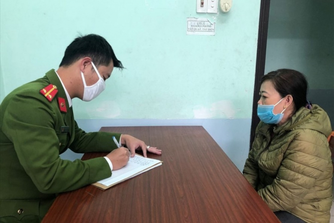 Bà Nguyễn Thị Hà tại cơ quan công an. Ảnh: CA.
