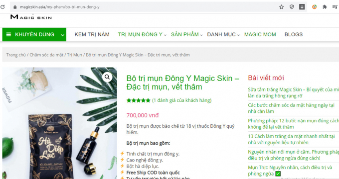 Dù chỉ là mỹ phẩm nhưng sản phẩm thương hiệu Magic Skin lại được quảng cáo có công dụng