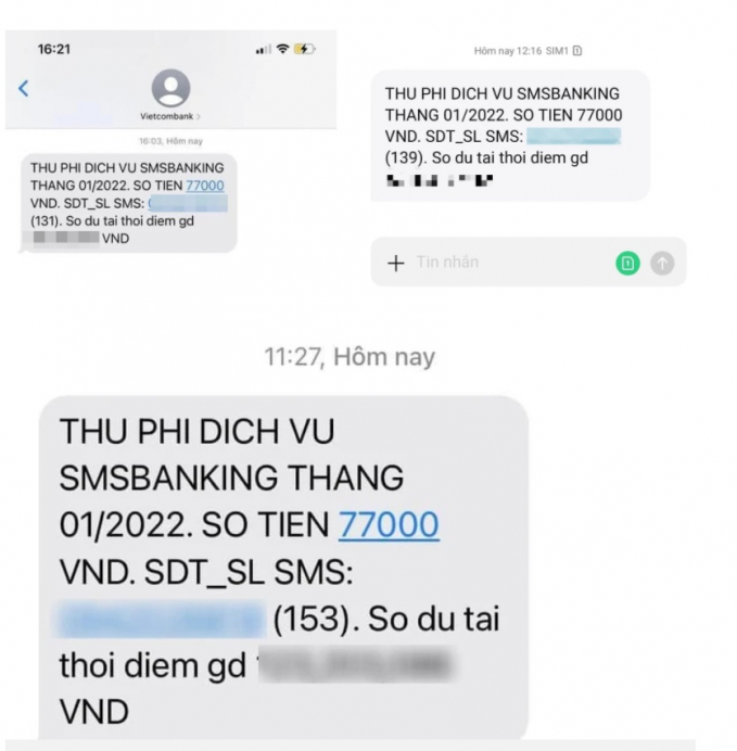 Nhiều người cũng bất ngờ khi bị trừ đến 77.000 đồng tiền phí dịch vụ tin nhắn trong tháng 1/2022