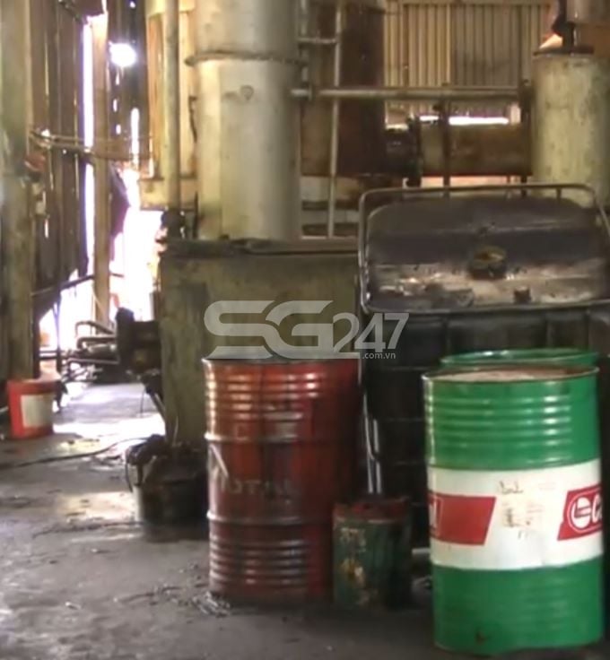 Một góc lò sản xuất mỡ tại cơ sỡ sản xuất mỡ bò của bà Diệp.