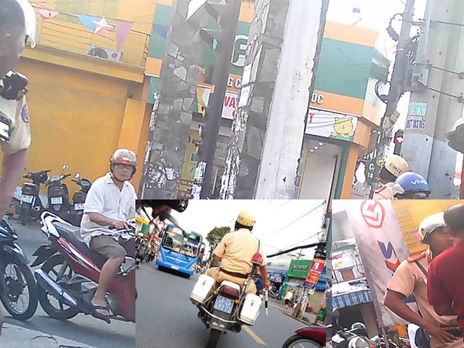Nơi góc đường Lê Văn Việt - Đình Phong Phú, “cò” Lộc trao đổi với CSGT việc “mua đường” cho xe đi vào giờ cấm. Ảnh: N.TÂN