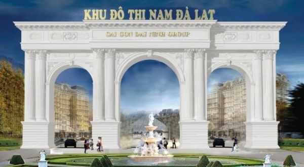 Phối cảnh một góc cổng chào dự án Khu đô thị thương mại, du lịch, nghỉ dưỡng sinh thái Đại Ninh (tên thương mại là Khu đô thị Nam Đà Lạt)