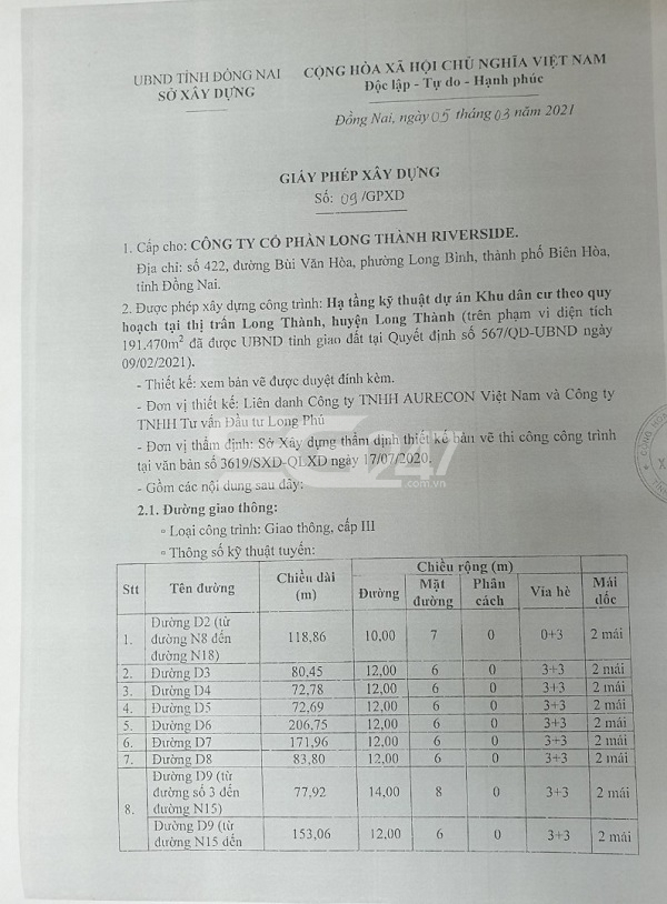 Giấy phép xây dựng hạ tầng kĩ thuật