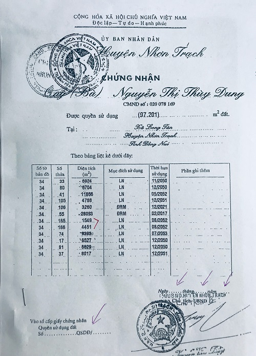Sổ đỏ 6 không (không ngày; không tháng; không năm; không không cập nhật hồ sơ địa chính; không vào sổ giấy CNQSDĐ; không thu hồi các sổ đỏ các chủ đất cũ chuyển nhượng)