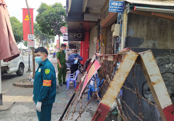Hẻm 251 đường Quang Trung, phường 10, quận Gò Vấp đang được phong toả ngăn ngừa dịch bệnh lây lan