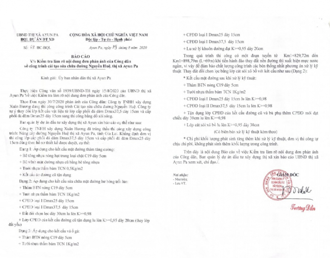 Báo cáo số: 68/BC-BQL ngày 19/8/2020 của Ban QLDAXD