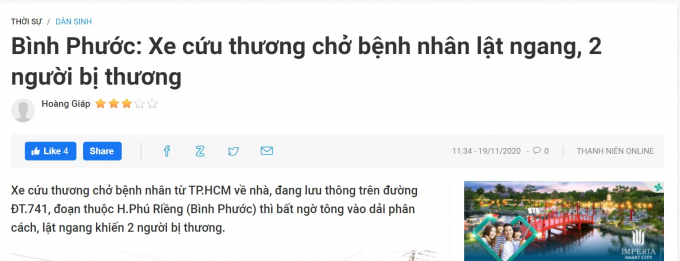 Ảnh chụp màn hình báo Thanh Niên