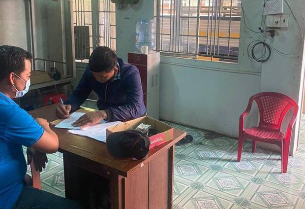 Đối tượng Thành tại cơ quan công an