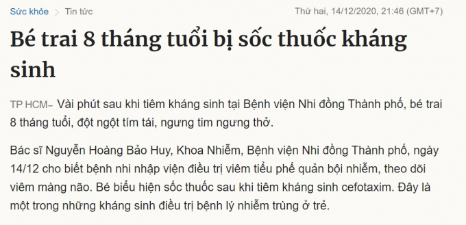 Ảnh chụp màn hình bài viết trên VnExpress