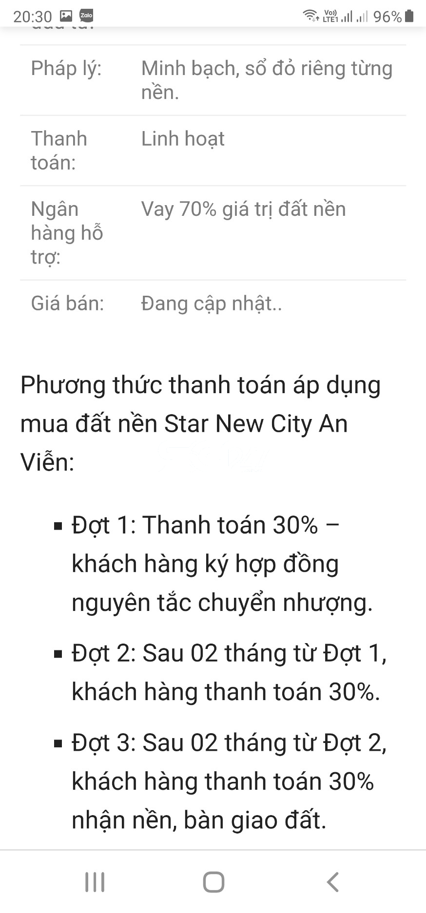 Thông tin chào bán đất nền tại dự án Star New City là có pháp ký minh bạch, sổ riêng từng nền, được thanh toán thành nhiều đợt