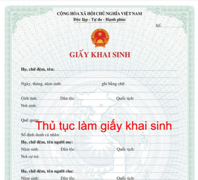 Hình minh họa: Thủ tục làm giấy khai sinh