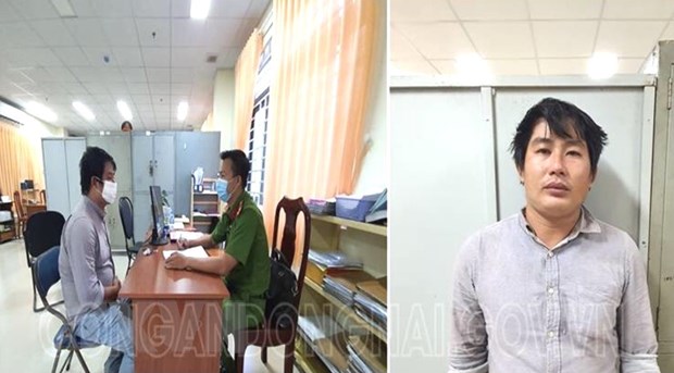 Hồ Văn Vàng tại cơ quan công an. (Ảnh: TTXVN phát)