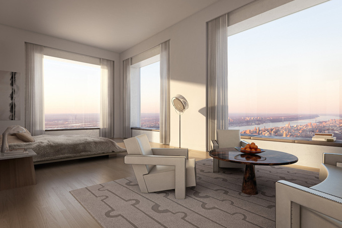Tầm nhìn từ một căn hộ thuộc tòa tháp 432 Park Avenue, New York hướng ra sông Hudson. Ảnh: Mansion Global