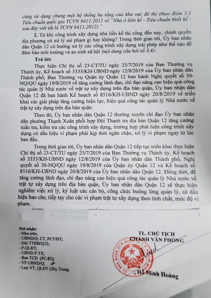 Thông tin từ UBND Quận 12 cho biết: