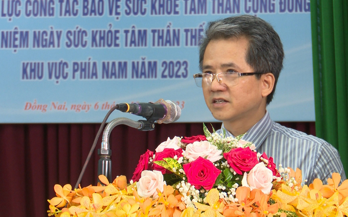 TS Nguyễn Hữu Thắng – Phó Giám đốc Bệnh viện Tâm thần Trung ương 2 phát biểu tại hội nghị