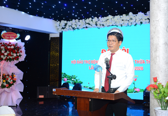 Ông Nguyễn Chí Tài - Ủy viên thường vụ Tỉnh ủy - Trưởng Ban Dân vận Tỉnh ủy phát biểu tại đại hội