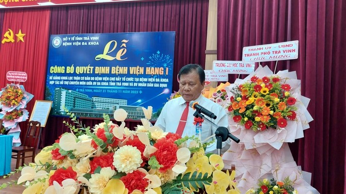 TS.BS Kiều Kiến Vũ - Giám đốc BVĐK Trà Vinh, phát biểu tại buổi lễ
