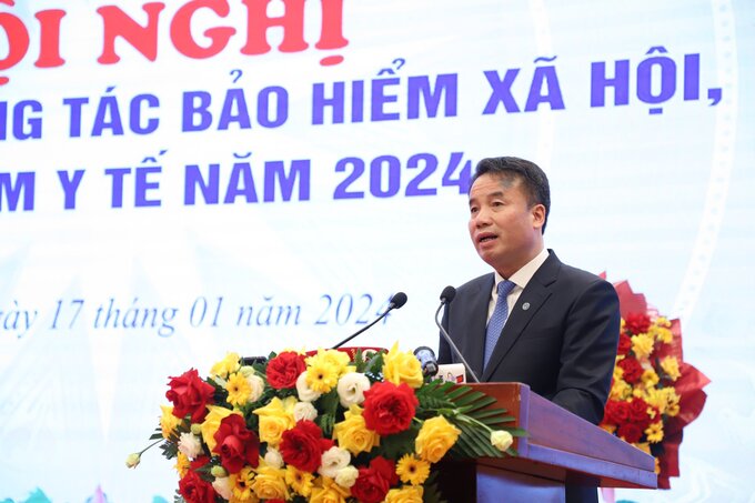 Ông Nguyễn Thế Mạnh - Tổng Giám đốc Bảo hiểm xã hội Việt Nam phát biểu tại hội nghị