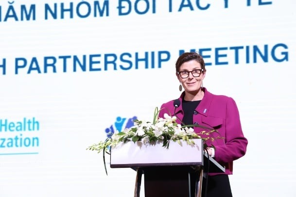 Bà Angela Pratt - Trưởng đại diện WHO tại Việt Nam phát biểu tại cuộc họp