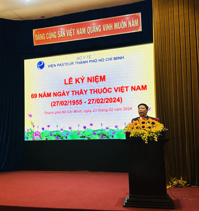 PGS.TS.BSCKII Nguyễn Vũ Trung - Viện trưởng Viện Pasteur TP. HCM phát biểu tại buổi lễ (Ảnh: Diệu Hiền)