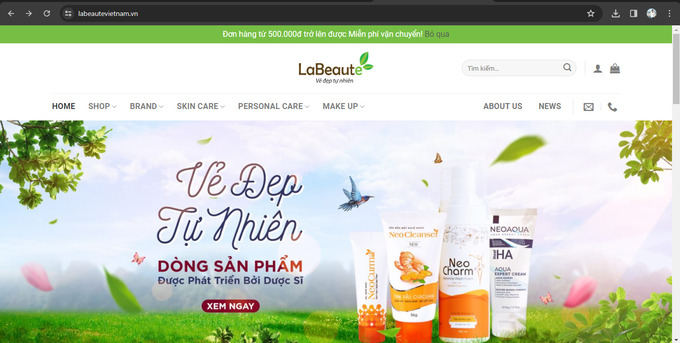 Website của Công ty TNHH LA BEAUTÉ 