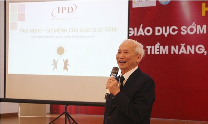 PGS.TS. NGND Nguyễn Võ Kỳ Anh, Viện trưởng Viện IPD báo cáo tầm nhìn, sứ mệnh của giáo dục sớm