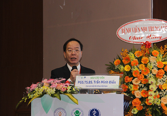 PGS.TS.BS Trần Minh Điển - Chủ tịch Hội Nhi khoa Việt Nam phát biểu tại hội nghị 