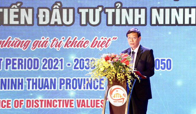 Ông Nguyễn Đức Thanh, Bí thư Tỉnh ủy Ninh Thuận phát biểu tại hội nghị