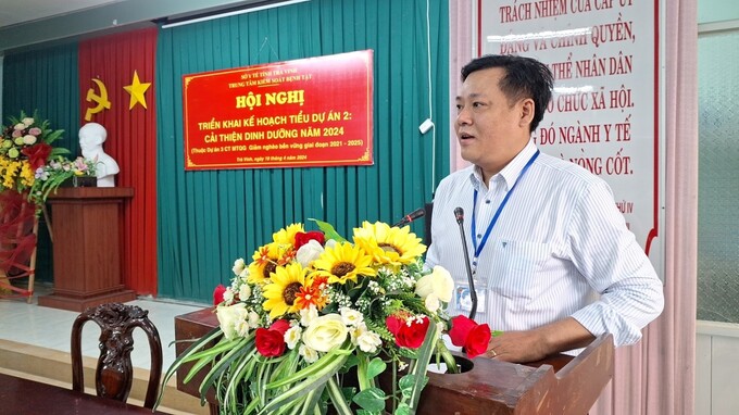 BS.CKI Lê Minh Hải - Phó Giám đốc Trung tâm Kiểm soát bệnh tật Trà Vinh phát biểu khai mạc hội nghị
