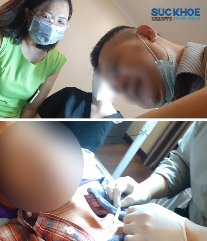 Người đàn ông được cho là bác sĩ Cheng Chi Hung tiêm điều trị sẹo lồi cho khách hàng tại căn nhà số số 43 đường số 7, khu phố 5, phường An Phú, TP. Thủ Đức, TP HCM, vào trưa ngày 21/4/2023