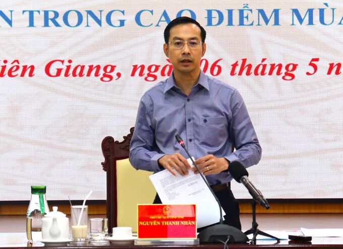 Phó Chủ tịch UBND tỉnh Nguyễn Thanh Nhàn phát biểu chỉ đạo tại cuộc họp
