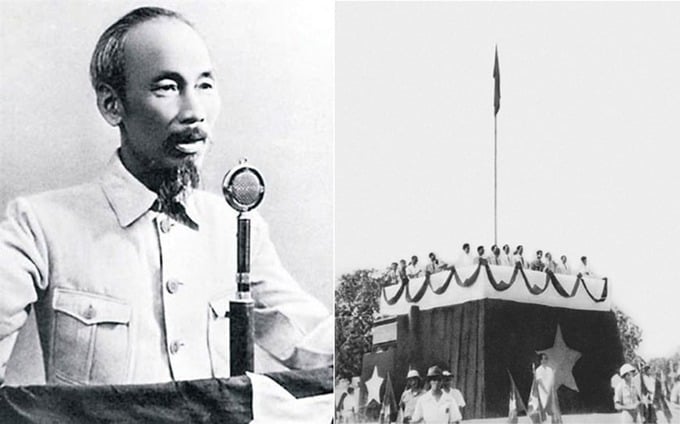 Ngày 2/9/1945, tại Quảng trường Ba Đình, Hà Nội, Chủ tịch Hồ Chí Minh đọc Tuyên ngôn Độc lập, khai sinh ra nước Việt Nam Dân chủ Cộng hòa. Ảnh tư liệu
