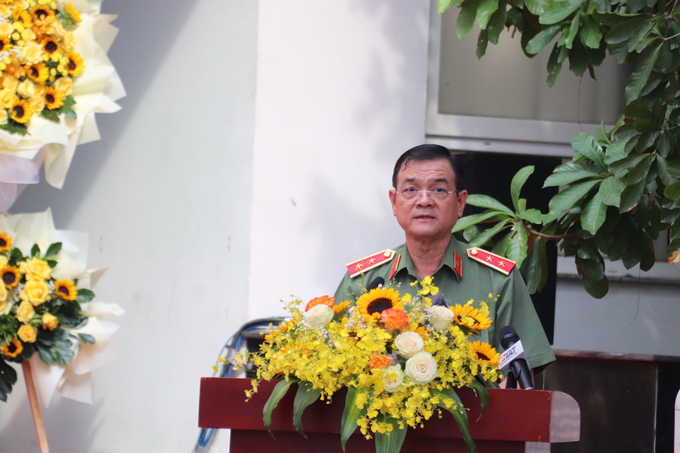 Trung tướng Lê Hồng Nam - Giám đốc Công an TP.HCM phát biểu tại buổi lễ