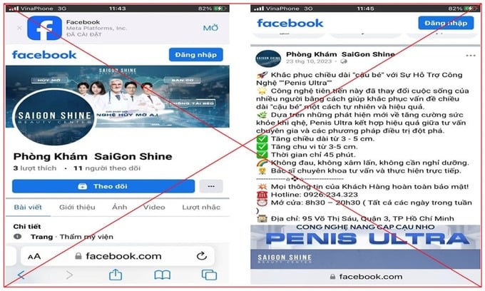 “Phòng khám SaiGon Shine” của Công ty TNHH SAIGON SHINE tiếp tục quảng cáo trái phép sau xử phạt của Thanh tra Sở Y tế