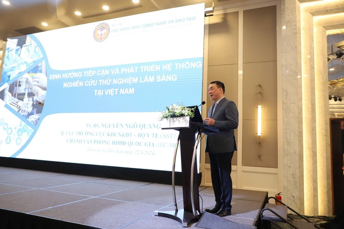 TS.BS Nguyễn Ngô Quang - Quyền Cục trưởng Cục Khoa học Công nghệ và Đào tạo phát biểu