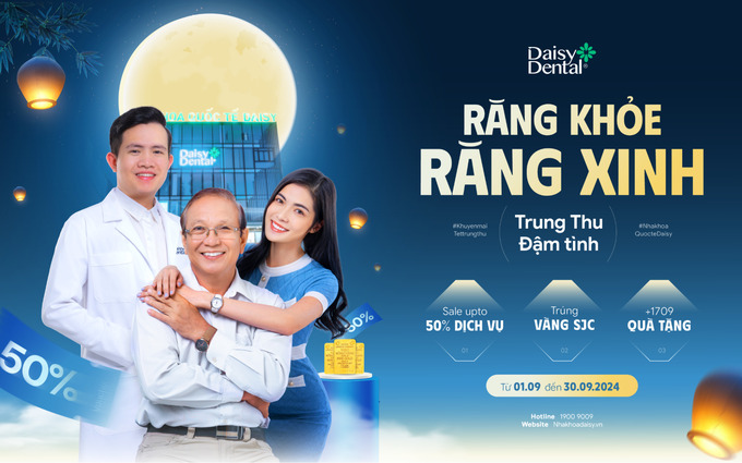 Nha khoa Quốc tế DAISY dành tặng khách hàng loạt ưu đãi “hot” nhân dịp Trung thu thông qua chương trình “Răng khỏe răng xinh - Trung thu đậm tình” 