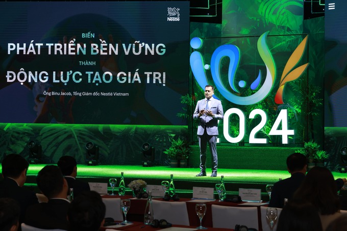 Ông Binu Jacob - Tổng Giám đốc Nestlé Việt Nam, đồng Chủ tịch VBCSD, phát biểu tại diễn đàn