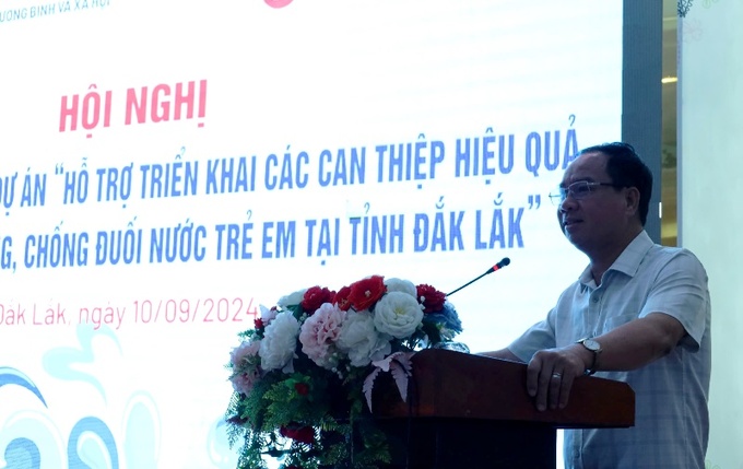 Ông Nguyễn Đình Tương – Phó Giám đốc Sở Lao động Thương binh và Xã hội báo cáo kết quả thực hiện dự án giai đoạn 2019 - 2022