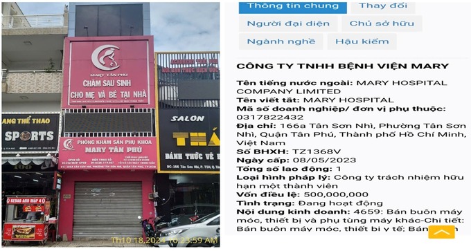 Phòng khám chuyên khoa phụ sản thuộc Công ty TNHH Bệnh viện Mary sử dụng bác sĩ chưa được cấp giấy phép hành nghề (Ảnh: SYT)