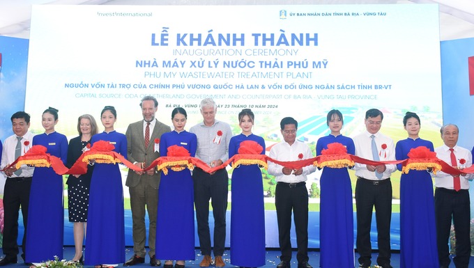 Lãnh đạo tỉnh và Vương quốc Hà Lan cắt băng khánh thành nhà máy xử lý nước thải Phú Mỹ