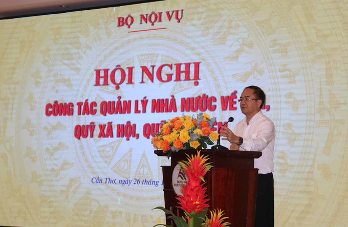 Ông Vũ Chiến Thắng - Thứ Trưởng Bộ Nội vụ phát biểu tại hội nghị