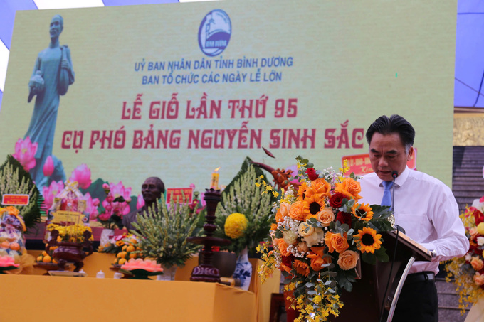 Ông Nguyễn Lộc Hà - Phó Chủ tịch UBND tỉnh Bình Dương, Trưởng Ban Tổ chức các ngày lễ lớn của tỉnh phát biểu tại buổi lễ