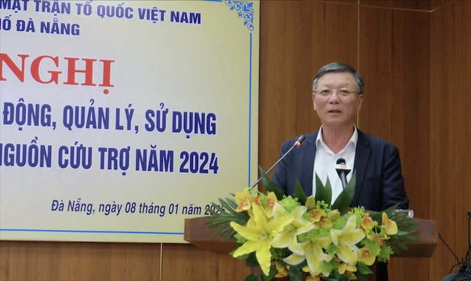 Ông Lê Văn Trung - Chủ tịch Ủy ban Mặt trận Tổ quốc Việt Nam TP. Đà Nẵng phát biểu tại hội nghị