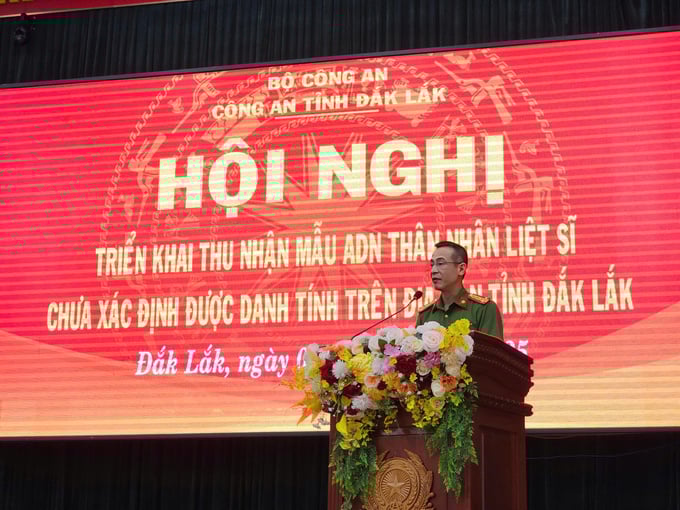 Đại tá Trần Bình Hưng - Phó Giám đốc Công an tỉnh Đắk Lắk phát biểu tại hội nghị