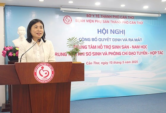 BS.CKII Nguyễn Ngọc Việt Nga - Phó Giám đốc Sở Y tế TP. Cần Thơ phát biểu tại hội nghị