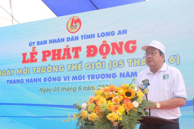 Ông Nguyễn Minh Lâm - Phó Chủ tịch UBND tỉnh Long An phát biểu phát động Ngày Môi trường thế giới